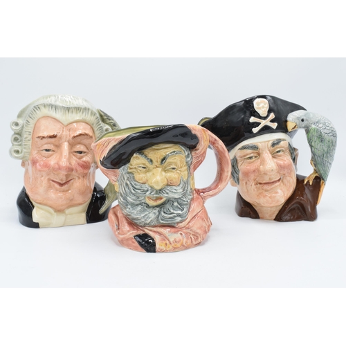 114 - A trio of large Royal Doulton character jugs to include The Lawyer D6498, Falstaff D6287 and Long Jo... 