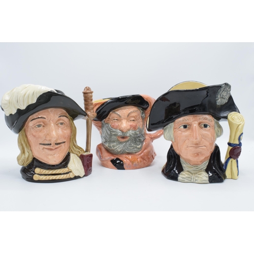 119 - A trio of boxed large Royal Doulton character jugs to include Falstaff D6287, Aramis D6441 and Georg... 