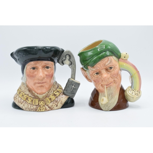 123 - A pair of boxed large Royal Doulton character jugs to include Leprechaun D6847 and Sir Thomas More D... 