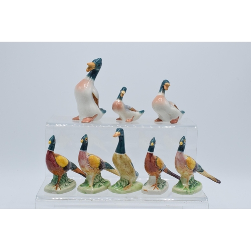 126 - A collection of Beswick birds to include mallards and pheasants with curled tails (8).