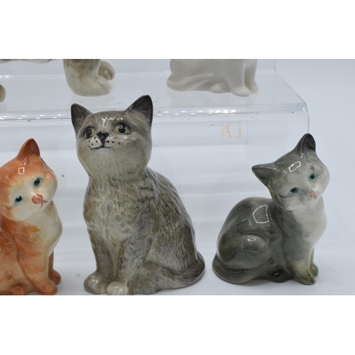 128 - A collection of Beswick cats to include 1886 in grey, Persian cat 1898 in grey and 1436 in various c... 