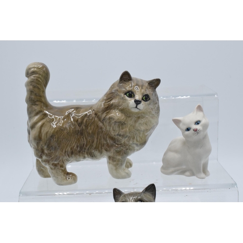 128 - A collection of Beswick cats to include 1886 in grey, Persian cat 1898 in grey and 1436 in various c... 