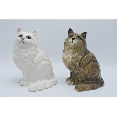 133 - A pair of Beswick Persian cats 1867 in grey gloss colourway and a matte white example (2).