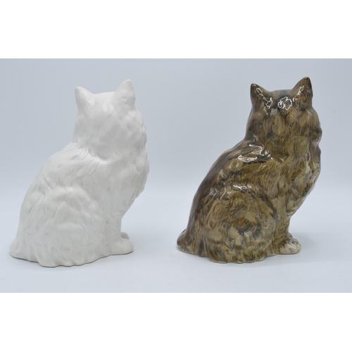 133 - A pair of Beswick Persian cats 1867 in grey gloss colourway and a matte white example (2).