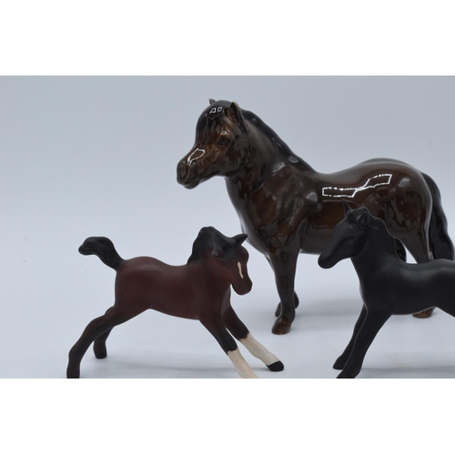 135 - A collection of small Beswick foals and horses to include Shetland pony, another Shetland, matte bla... 