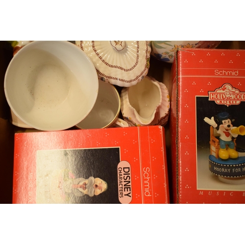 14 - A collection of items to include wall plates, Schmid musical Disney figures, teapots etc (Qty).
