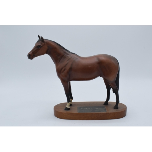 144 - Beswick Thoroughbred matte brown horse on base