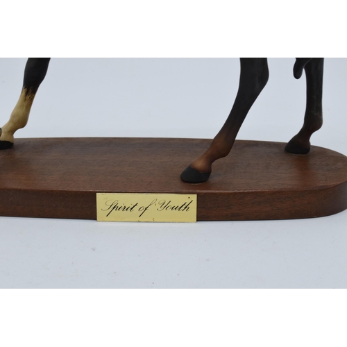 145 - Beswick matte brown Spirit of Youth on wooden base