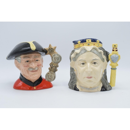 164 - Large Royal Doulton character jugs to include Chelsea Pensioner D6817 and Queen Victoria D6788 (2).