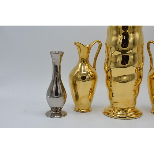 179 - A collection of Royal Winton Grimwades jugs and vases in gold and silver lustres (5). Tallest 26cm t... 