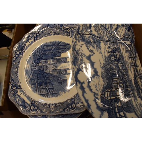 19 - A good collection of mainly 20th century blue and white pottery to include Wedgwood, Booths and othe... 