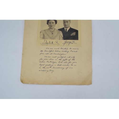 218 - George VI and Elizabeth Silver Wedding interest - a portrait of the couple with Royal cypher in silv... 