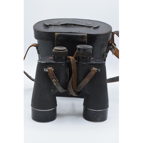 245A - A pair of Second World War Period REL Canada 7x50 military issue binoculars marked 1944 in leather c... 