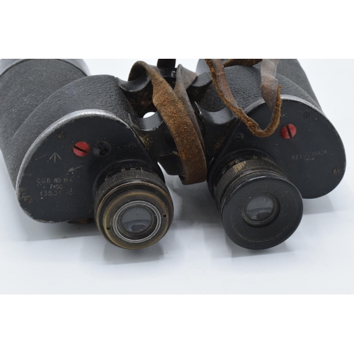 245A - A pair of Second World War Period REL Canada 7x50 military issue binoculars marked 1944 in leather c... 