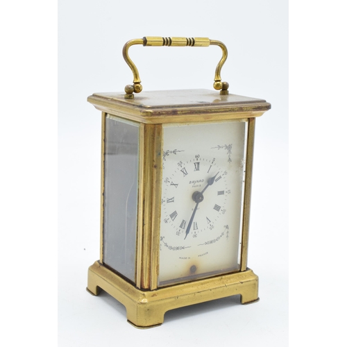 247 - Bayard of Paris brass cased carriage clock, 'Duverdrey & Bloquel' to inside. In ticking order, 11cm ... 