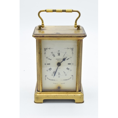 247 - Bayard of Paris brass cased carriage clock, 'Duverdrey & Bloquel' to inside. In ticking order, 11cm ... 