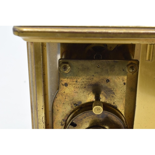 247 - Bayard of Paris brass cased carriage clock, 'Duverdrey & Bloquel' to inside. In ticking order, 11cm ... 