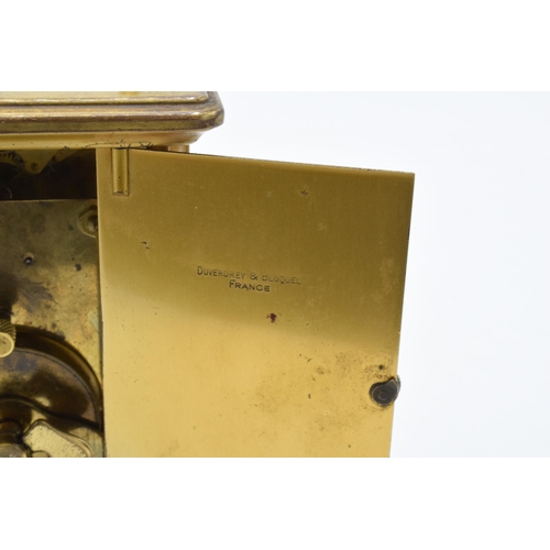 247 - Bayard of Paris brass cased carriage clock, 'Duverdrey & Bloquel' to inside. In ticking order, 11cm ... 