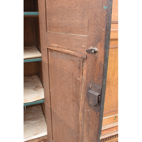 253 - George III light oak housekeepers cupboard, the upper section with 4 cupboards over 6 drawer base. 2... 