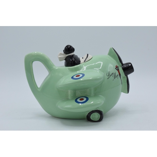 3 - Carlton Ware Lucy May teapot in the form of a bi-plane. 21cm long.