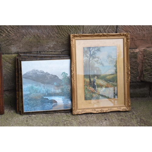 304 - A collection of framed artwork to include countryside scenes (7). Largest 64 x 49cm inc frames. Coll... 