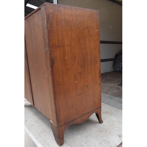 307 - A 19th century mahogany 2 over 3 chest of drawers with turned handles with inserts, 106 x 54 x 107cm... 