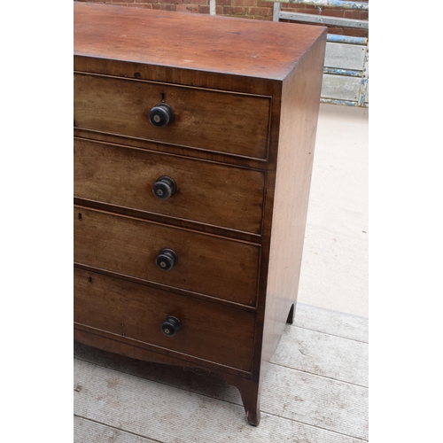 307 - A 19th century mahogany 2 over 3 chest of drawers with turned handles with inserts, 106 x 54 x 107cm... 