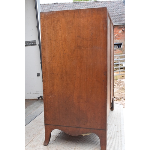 307 - A 19th century mahogany 2 over 3 chest of drawers with turned handles with inserts, 106 x 54 x 107cm... 