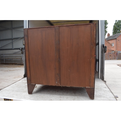 307 - A 19th century mahogany 2 over 3 chest of drawers with turned handles with inserts, 106 x 54 x 107cm... 