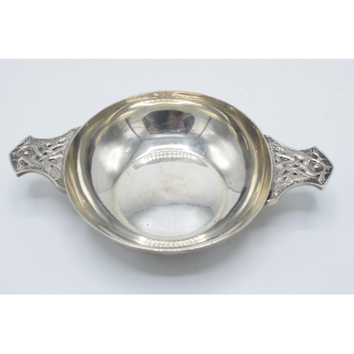 354 - A silver Quaich, London 1945, Wakelin and Wheeler, 159.1 grams. 17.5cm wide.