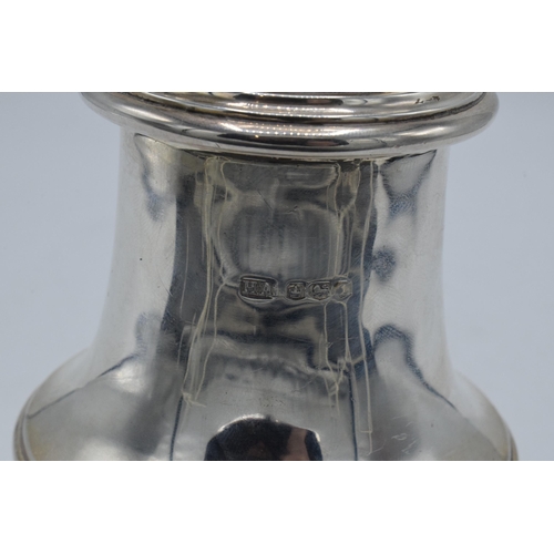 356 - Silver low shouldered sugar sifter, 338.1 grams / 10.87 oz. Sheffield 1933. 20.5cm tall.