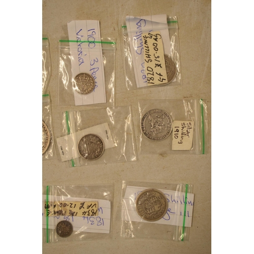 366 - A collection of mainly pre-1920 silver coinage Half Crown 1914,1842 Sixpence, 1838 two pence, 1900 3... 