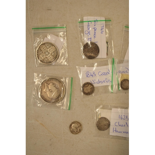 366 - A collection of mainly pre-1920 silver coinage Half Crown 1914,1842 Sixpence, 1838 two pence, 1900 3... 