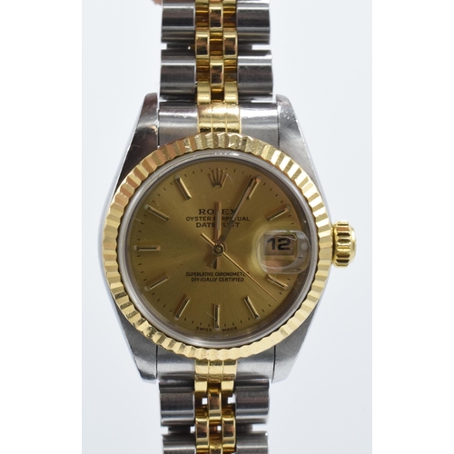 390 - Rolex Datejust Ladies 18ct gold & steel wrist watch & original bracelet.  Early 2000's with the 7917... 