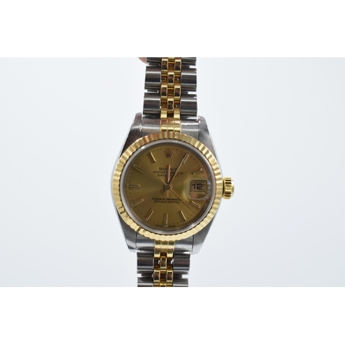 390 - Rolex Datejust Ladies 18ct gold & steel wrist watch & original bracelet.  Early 2000's with the 7917... 