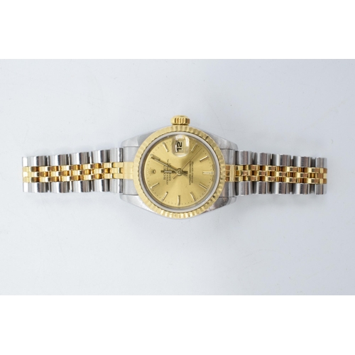 390 - Rolex Datejust Ladies 18ct gold & steel wrist watch & original bracelet.  Early 2000's with the 7917... 