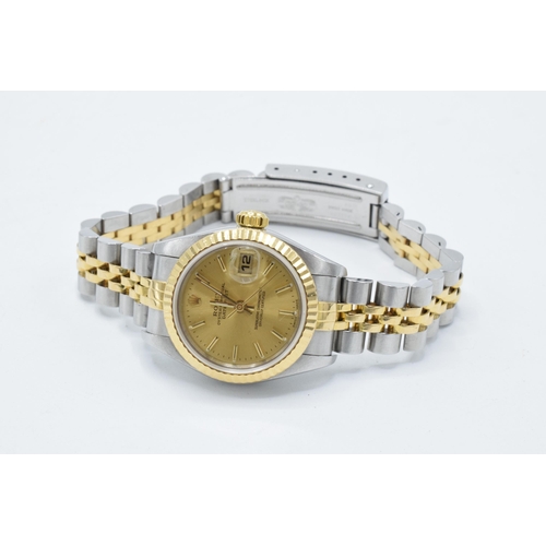 390 - Rolex Datejust Ladies 18ct gold & steel wrist watch & original bracelet.  Early 2000's with the 7917... 