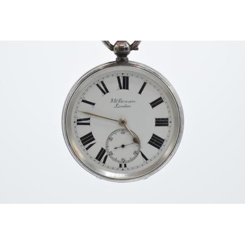 393 - A hallmarked silver cased key-wind pocket watch 'J W Benson of London'. London 1901. Untested.