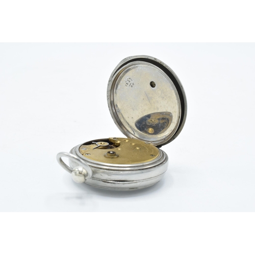 394 - A nickel cased railway key-wind pocket watch with American Seth Thomas Thomaston movement 523625 wit... 