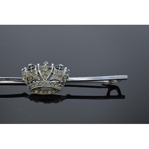 411 - White metal Naval coronet bar brooch. 6.5cm wide.