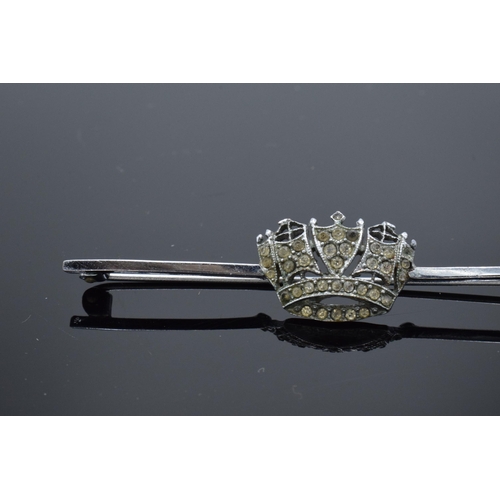 411 - White metal Naval coronet bar brooch. 6.5cm wide.