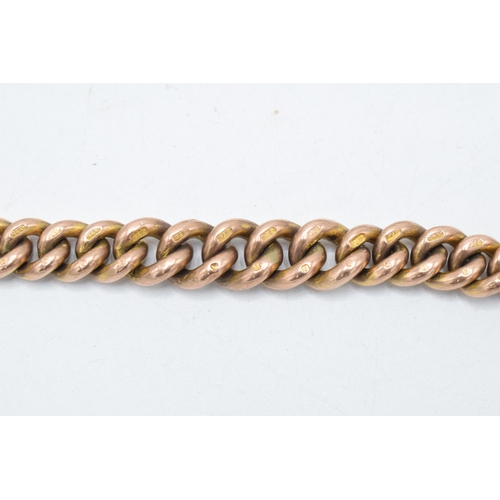 416 - 9ct rose gold Albert watch chain with T-bar and clip, 51.3 grams. Each link and component is stamped... 