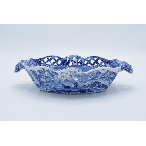 47G - A Copeland Spode's Italian pierced basket in blue colourway, 27cm wide.