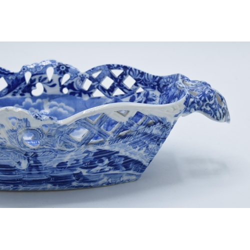 47G - A Copeland Spode's Italian pierced basket in blue colourway, 27cm wide.