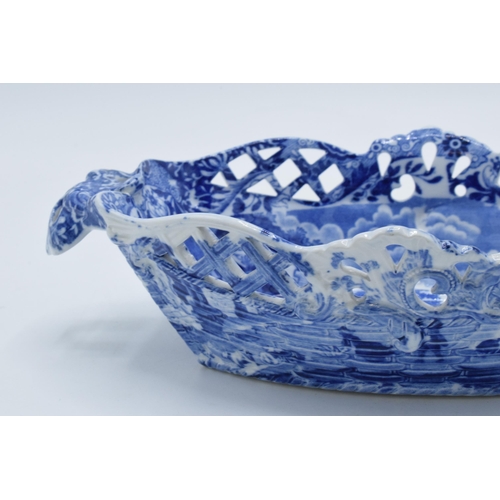 47G - A Copeland Spode's Italian pierced basket in blue colourway, 27cm wide.