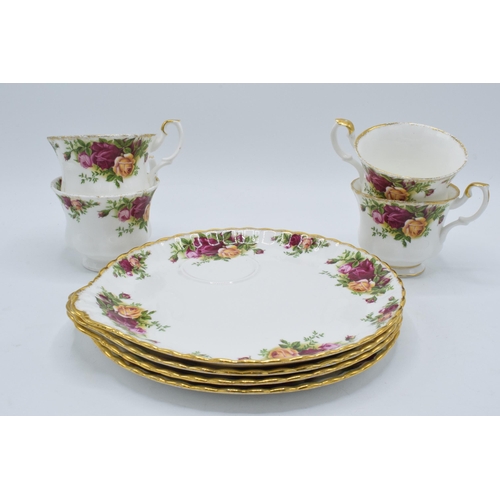 47H - A collection of Royal Albert Old Country Roses items to include 4 cups and 4 breakfast plate saucers... 