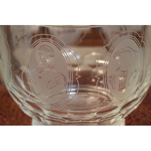 48 - An unusual Royal Doulton / Minton trial glass bowl of Henry VIII and his Six Wives marked 'Henry VII... 