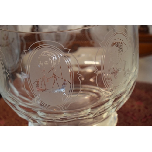 48 - An unusual Royal Doulton / Minton trial glass bowl of Henry VIII and his Six Wives marked 'Henry VII... 