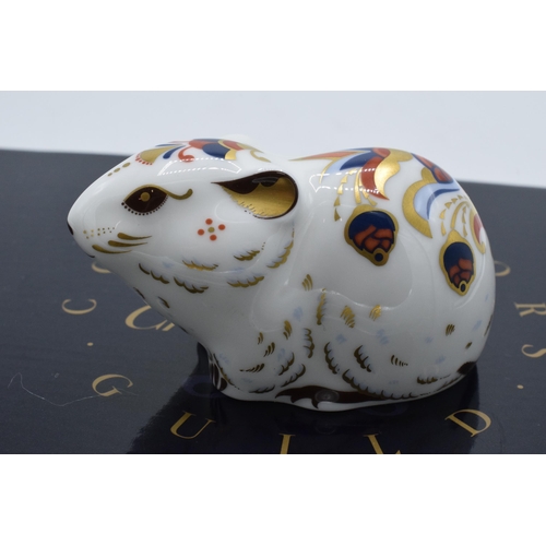 51 - Boxed Royal Crown Derby paperweight Bank Vole. First quality with gold stopper.