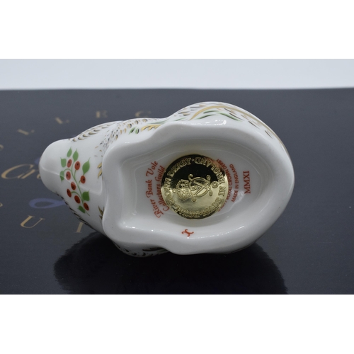 53 - Boxed Royal Crown Derby paperweight Riverbank Vole. First quality with gold stopper.